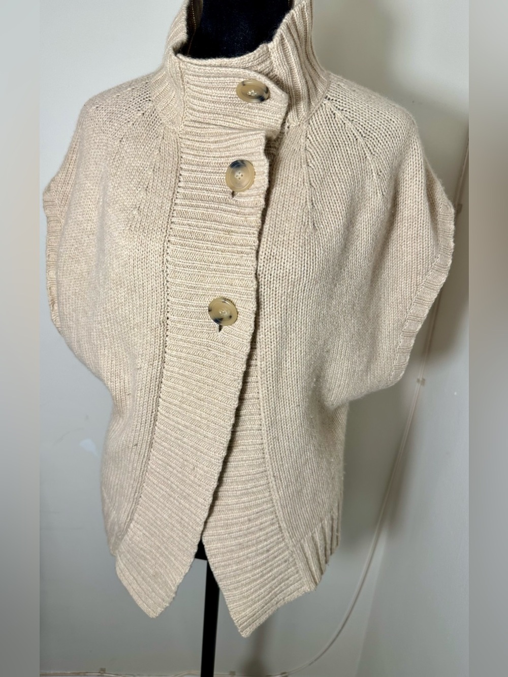 THEORY Innes B 100% Cashmere Cape Poncho Cardigan Cream Women’s Medium